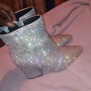 Diamond studded ankle boots